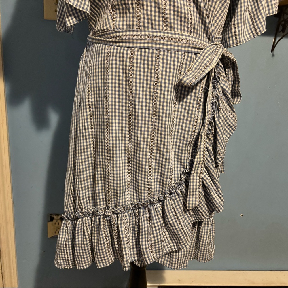 Max Studio, Blue, Ruffle, Wrap Dress - Picture 3 of 9